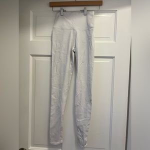 ALO Yoga white workout legging with mesh seam detail